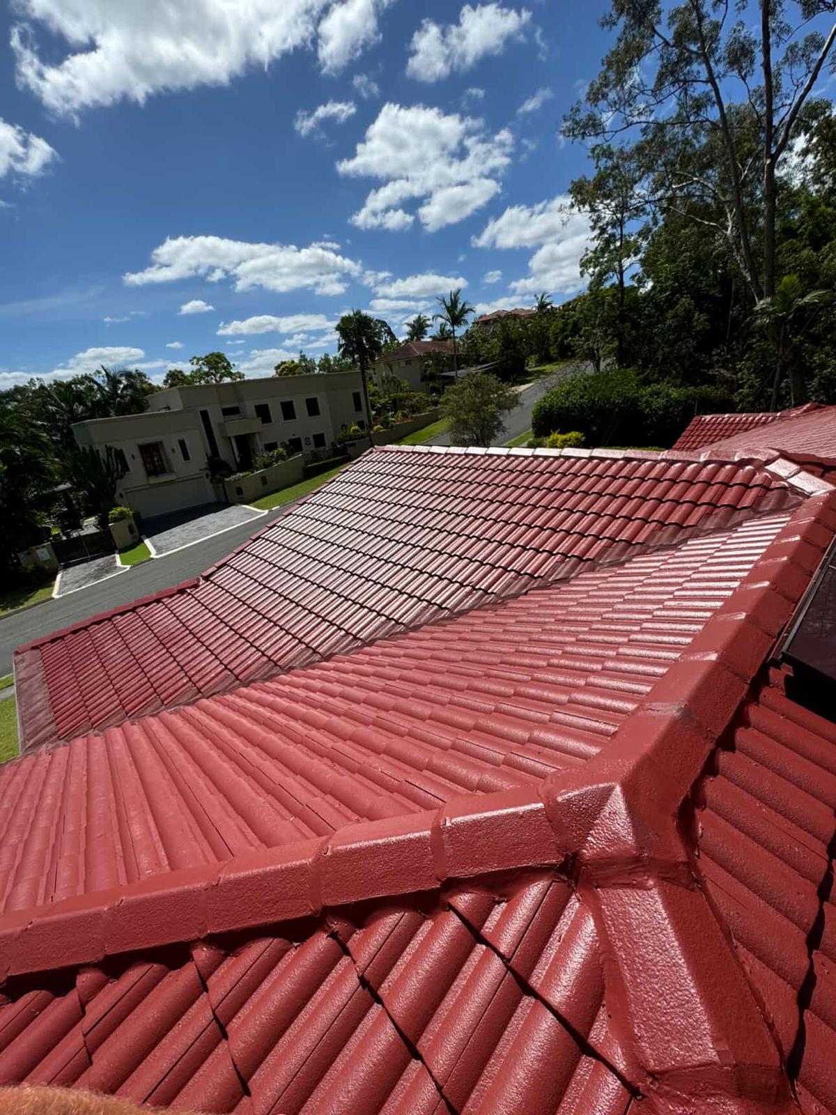 Vibrant red restored roof